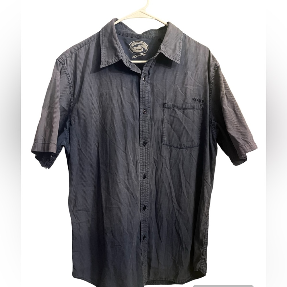 Kirra Mens short sleeve cotton lightweight button down camp shirt ombré Large